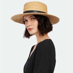 Janessa Leone Straw Hat with Black Band